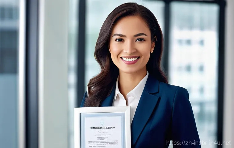 보험중개사 자격증을 위한 합격 플래너 - **Prompt:** A confident and approachable professional female insurance broker, dressed in a modern, ...