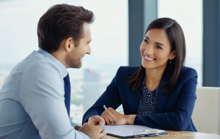 보험중개사 전문성 개발을 위한 독서 목록 - Financial Advisor - Trust and Guidance in a Modern Setting**

*   **Prompt**: A high-angle, eye-leve...