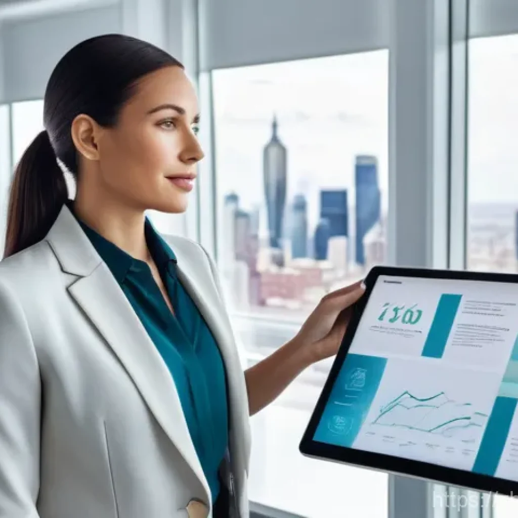 보험중개사와 관련된 최신 보험 기술 성공 사례 - **"A professional and friendly female insurance broker in her early 30s, wearing a sharp business bl...