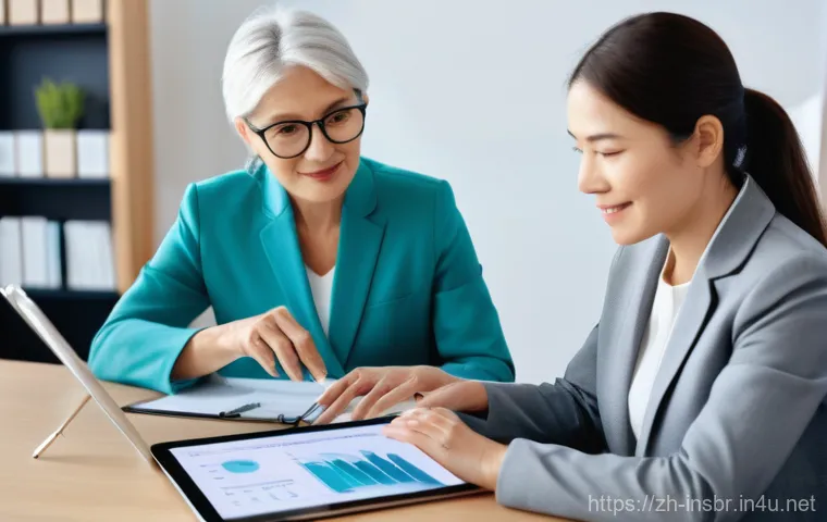 보험중개사 시험 이후 전문성 강화 전략 - **Prompt:** A professional and empathetic female insurance expert, dressed in a smart business suit,...