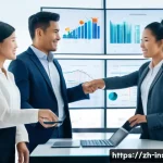 보험중개사 시험 최신 경향 분석 - **Prompt**: A high-resolution, realistic photo of a diverse team of four insurance professionals (tw...