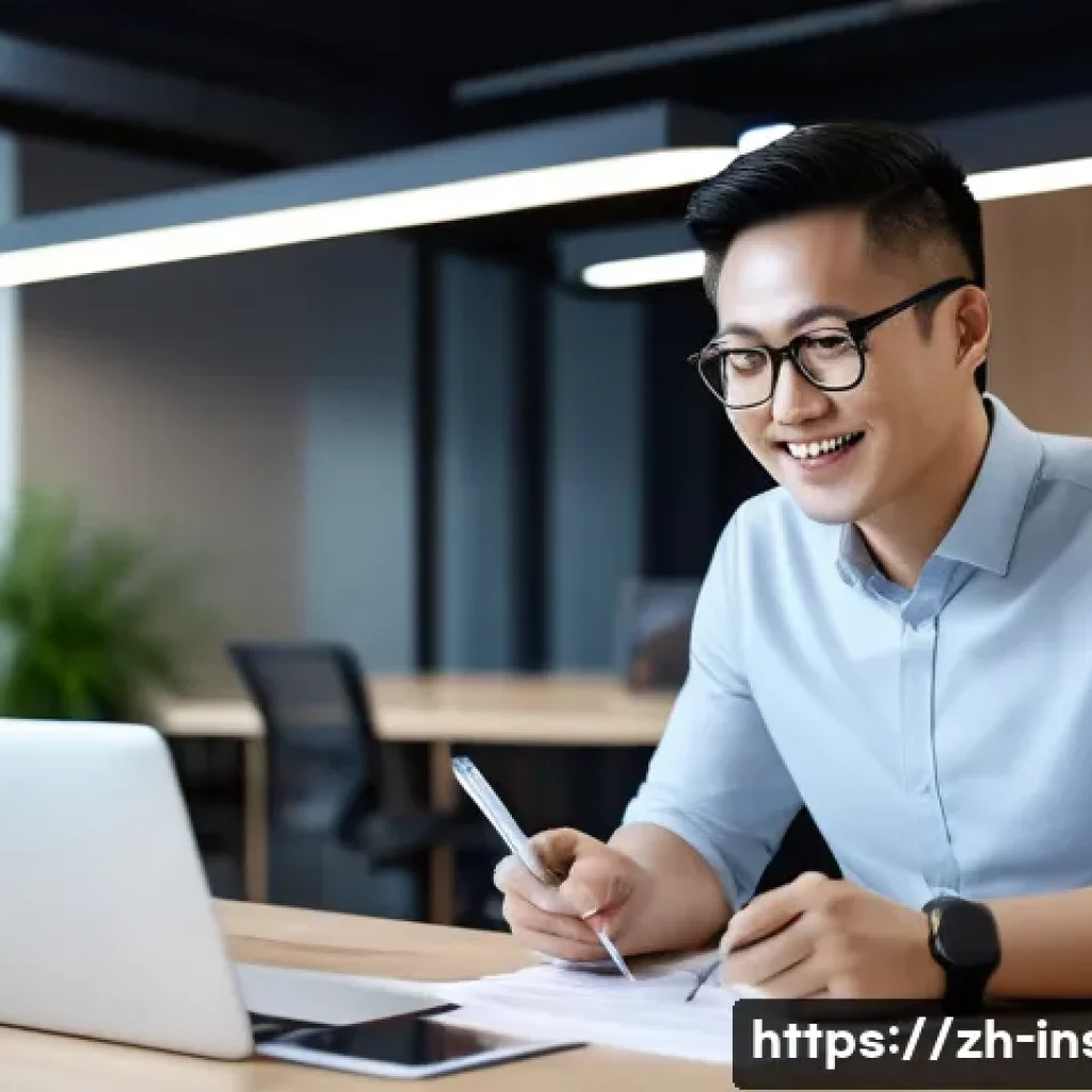 보험중개사로 성공한 사람들의 인터뷰 - A modern insurance agent in a sleek office environment, engaging in sincere and patient communicatio...