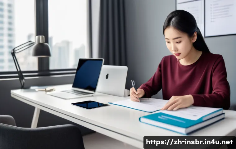 보험중개사 시험과 관련된 최신 데이터 활용 - A modern study environment showing a young Chinese adult in casual business attire sitting at a slee...
