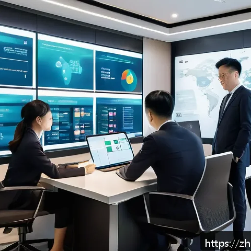 보험중개사와 보험 트렌드 비교 분석 - A modern insurance brokerage office scene showcasing a diverse group of professional agents using ad...