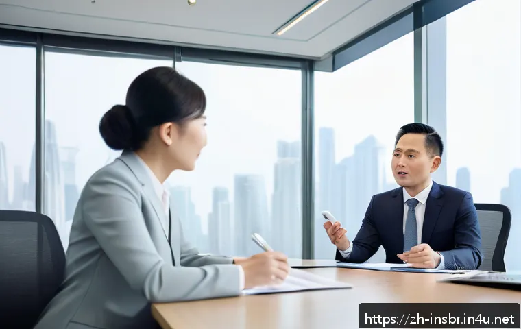 보험중개사로서 가장 보람찼던 경험 - A professional insurance agent attentively listening and sincerely communicating with a middle-aged ...