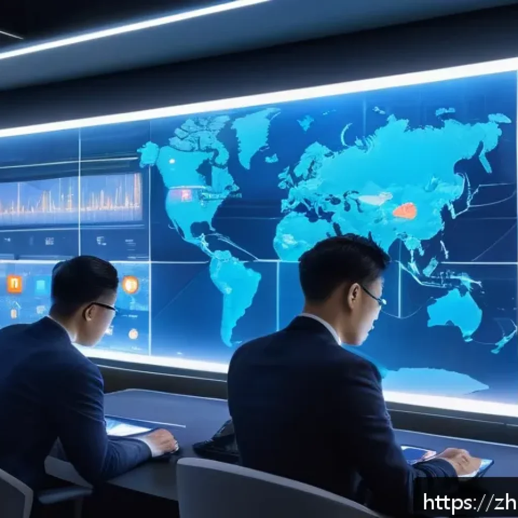보험중개사와 관련된 최신 AI 기술 도입 사례 - A futuristic insurance agency office scene showcasing AI-powered intelligent data analysis. The imag...