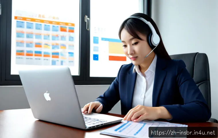 보험중개사로서 업무 생산성 높이는 방법 - Photorealistic insurance broker working efficiently at a clean modern desk, focused professional usi...